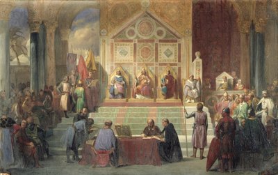 St. Louis (1214-70) King of France Receiving Robert Patriarch of Jerusalem, in Damietta in 1249, 1846 by Oscar Gue